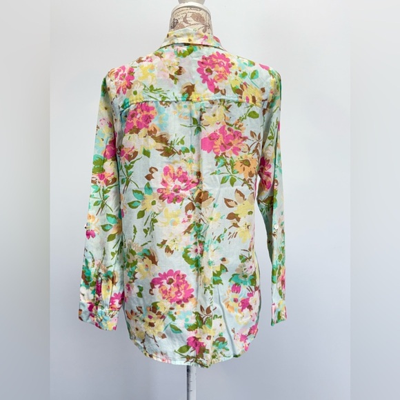 UNCOMMON THREADS J JILL Mint floral print long sleeve button down shirt size XS - Picture 7 of 14